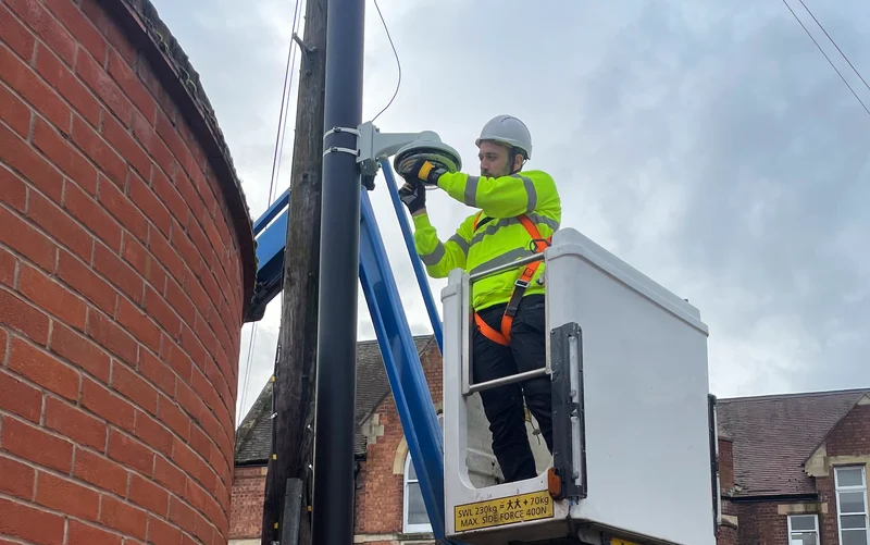 Subcontract CCTV engineer working at height from a MEWP